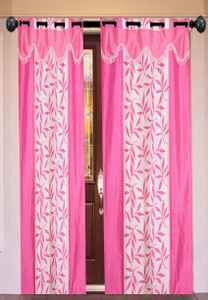 New Ladies Zone Polyester Pink Floral Curtain Window Curtain