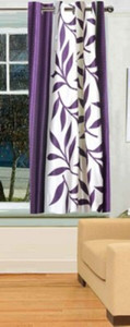 Red Hot Polyester Purple Floral Eyelet Window Curtain