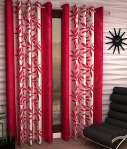 New Ladies Zone Polyester Red Floral Curtain Door Curtain