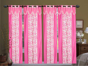 New Ladies Zone Polyester Pink Floral Curtain Window Curtain