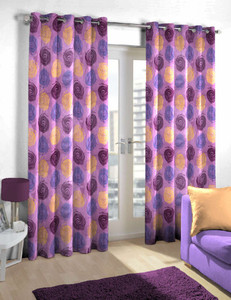 Skipper Polyester Purple Geometric Eyelet Door Curtain