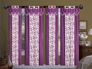New Ladies Zone Polyester Purple Floral Curtain Window Curtain