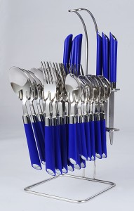 Elegant Expression Blue Stainless Steel, Plastic Cutlery Set
