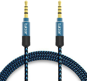 Tukzer Premium 1.5mtr long 3.5mm Aux Cable, Male to Male Gold Plated Connectors, High Quality Nylon Fiber Shielding, Tangle Free AUX Cable