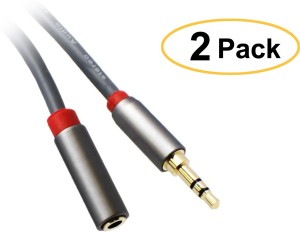 C&E 6-Feet Premium 3.5mm Male to 3.5mm Female Stereo Audio Extension Cable, 2-Pack AUX Cable