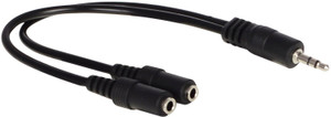 Fox 3.5 mm Male To Two 3.5 mm Female Audio Stereo Earphone Headphone Y Splitter Adapter Plug AUX Cable