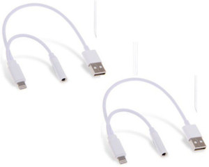BB4 PACK OF 2 Lightning To 3.5mm Headphone Jack Adapter & USB Charging for Iphone 7,7 plus AUX Cable