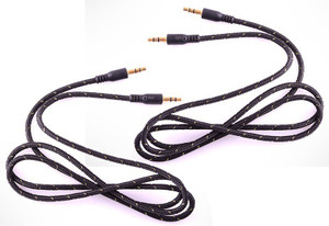 Techvik Pack of 2 Threaded Thread Auxiliary Male Stereo for All Mobile Phone Tablet 3.5mm jack AUX Cable