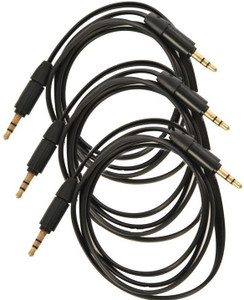 Techvik set of 3 Pcs Flat Auxiliary Male Stereo for All Mobile Phone Tablet 3.5mm jack AUX Cable
