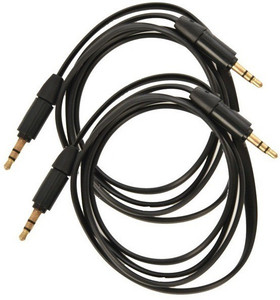 Techvik Set of 2 Pcs Flat Auxiliary Male Stereo for All Mobile Phone Tablet 3.5mm jack AUX Cable