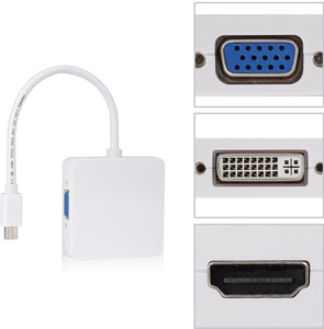 RoQ 3 in 1 Thunderbolt Mini DisplayPort to HDMI VGA Adapter DVI Cable