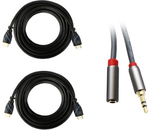 C&E Buy 2 30 Feet High Speed & Get Free 10 Feet 3.5mm Male to Female Audio Extension HDMI Cable
