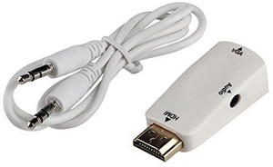 Shrih SH - 01831 HDMI to VGA With Audio Converter 0.2 m HDMI Cable(Compatible with Mobile, Laptop, Tablet, Mp3, Gaming Device, White)