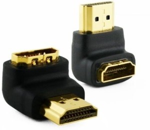 Jinali HDMI Male to HDMI Female 90 Degree Converter 2.5 m HDMI Cable(Compatible with 2 Female, 1 Male, Black, One Cable)