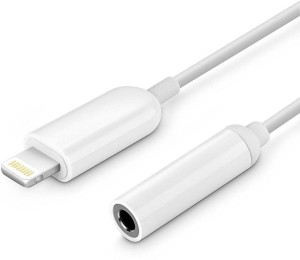 MAK Lightning to 3.5mm Headphone Jack Adapter for iPh-7/7 Plus_white Headphone Adapter