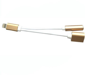 saturnretail 2 In 1 USB Charging Line And 8pin Audio Adapter Converter Headset Transfer Lightning For 3.5mm For IPhone7 (Gold) Headphone Adapter