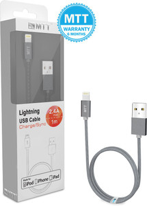 MTT Apple MFI Certified Nylon Braided Grey Lightning Cable