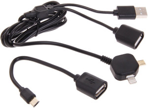 TechGear 2 In 1 Micro USB OTG Multifunction Conductive Charging Black OTG Cable