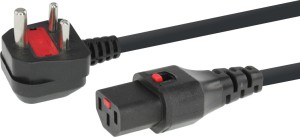 MX IEC C13 W/ LOCK AC FEMALE to 3 Pin INDIAN Plug w/ Fuse 5 Amps Power Cable Lead Cord For Computer / Printer / Desktop / PC / SMPS 3 Mtr 3X0.75 SQ MM Power Cord