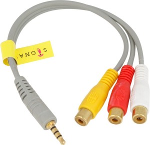 Signaweld High Quality Stereo to 3RCA Female(for Camera) 0.25 Meter RCA Audio Video Cable