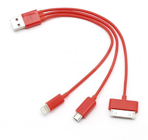 KolorFish 3 in 1 USB Charger for iPhone and Samsung iPad Sync & Charge Cable