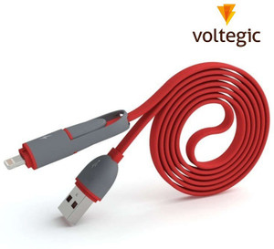 Voltegic ® Bilitong 1m High Speed 2in1 Cable iPhone Galaxy Sync & Charge Cable
