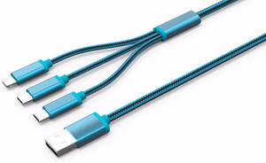 99 Gems 2 micro usb & 1 Lightning Combination 3 in 1 Trangle Free Sync & Charge Cable