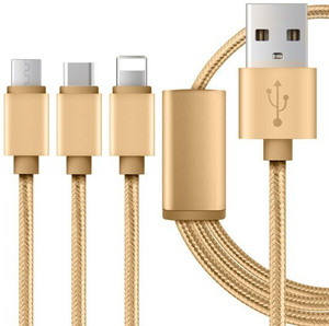 Cp Bigbasket Hybrid 3 in 1 For Micro USB, Type C & Lightning Sync & Charge Cable