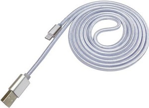 Trost Silver 1.5mtr Nylon Braided Tangle Free SYNC Cable for Gnee S6, Mrthn M5 Plus, S Plus USB C Type Cable