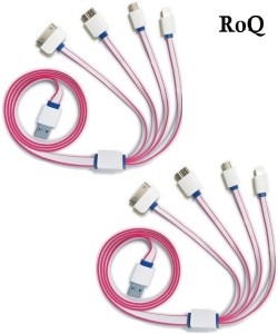 ROQ Sets of 2 5 IN 1 Flat Multi Charging USB Cable