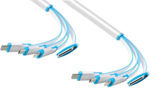 ROQ Set of 2 Type C With Micro USB + Lightning 8 pin + Iphone Ipad 5 in 1 Charging USB Cable