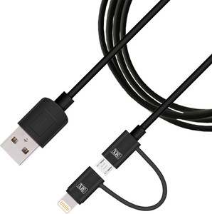 MX 2 in 1 USB_A to Micro-USB & Lightning 8pin Charging Sync Data Cables 2 Mtr USB Cable