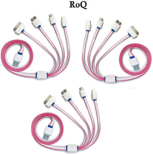 ROQ Sets of 3 5 IN 1 Flat Multi Chargi USB Cable