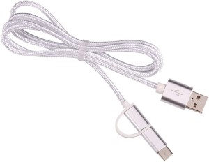 Shrih SHR-9311 High Speed 2 in 1 Silver Nylon Braided Data Charging USB Cable