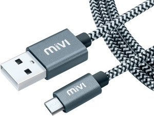 Mivi 6 Ft Long Nylon Braided Original Tough Black Micro USB Cable
