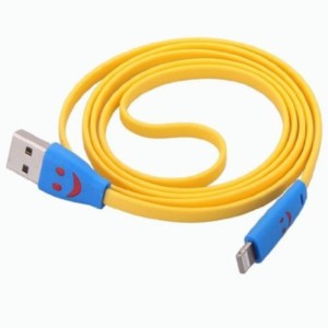 TDG 160111 Lightning Smiley Face LED light Flat Noodle USB Cable