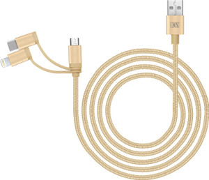 MX 3 in 1 Cord USB_A to Micro-USB Lightning 8 Pin Type C Charging Sync Cables 1Meter with Nylon Mesh USB Cable