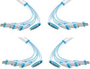 ROQ Set of 4 Type C With Micro USB + Lightning 8 pin + Iphone Ipad 5 in 1 Charging USB Cable