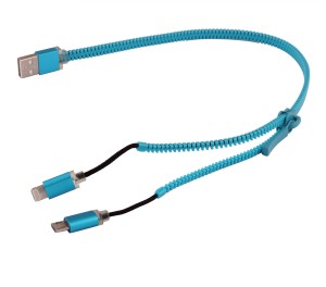 eGizmos 2 in 1 Zipper Led Cable - Micro USB and Lightning ( 8 pin ) USB Cable