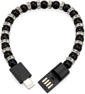 Shrih SHR-9317 Black Pearl Beaded Bracelet USB Cable