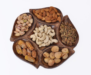Woodenclave Hexad A Dry Fruit Tray Wooden Decorative Platter Brown