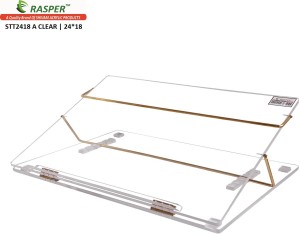 rasper 2 compartments clear acrylic writing desk, (big size 24x18 inches) with 1 year warranty table top elevator premium quality(transparent)