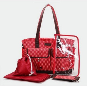 Baby Bucket Newest 5/Pcs Skinly Daiper Bag Multifunctional Super Large Capacity Baby Diaper Bag Nappy Bag With Changing Mat Mom Designer Bag-Red Purse