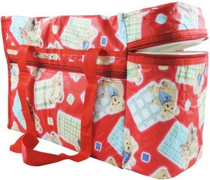Wishkey Premium Multi Purpose Teddy Bear Printed Red Nursery Bag