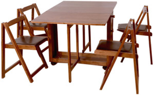 HomeTown Compact Folding Solid Wood 4 Seater Dining Set