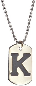 Men Style  Alphabet letter "K" plated pendant Engraved Silver Dog Tag