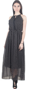 G & M Collections Women's Fit and Flare Black, White Dress