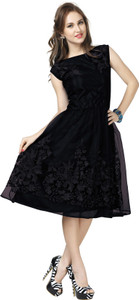 Elevate Women Women Fit and Flare, Skater, A-line Black Dress