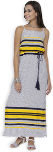Tokyo Talkies Women's Maxi White, Dark Blue, Yellow Dress