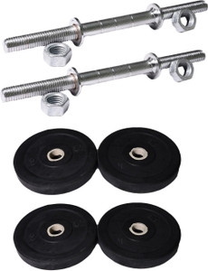 Royal 2kg_4pc_Low_Cost_black_plates+2pc_Silver_Handle Adjustable Dumbbell